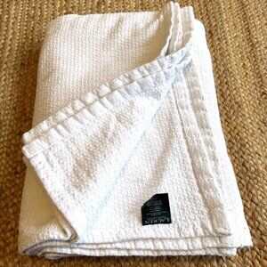 Lauren Ralph Lauren Blanket 100% Cotton Full / Queen White Basketweave Luxury